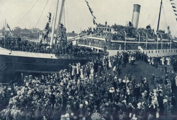 Framed Print : Canadas Enthusiastic Response to the Call of the Motherland, c1915 (1916). Creator: Unknown Framed Print : Canadas Enthusiastic Response to the Call of the Motherland, c1915 (1916). Creator: Unknown
