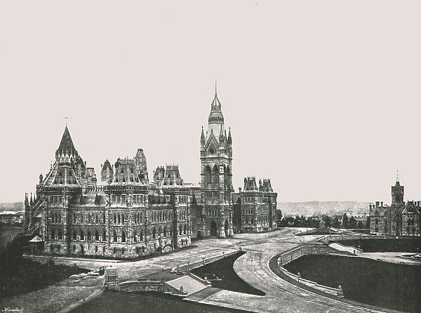 The Canadian Houses of Parliament, Ottawa, Canada, 1895. Creator: William James Topley