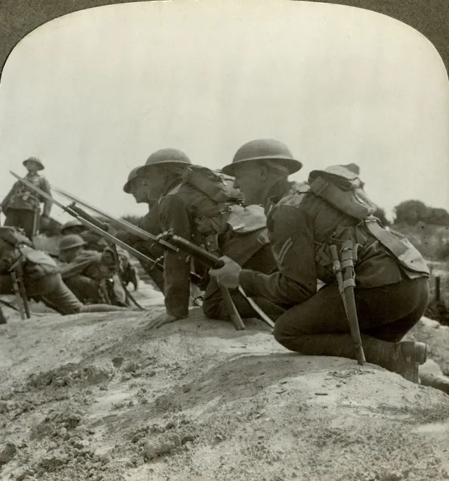 Framed Print : Canadian infantry rush a German position, World War I, 1914-1918. Artist: Realistic Travels Publishers Framed Print : Canadian infantry rush a German position, World War I, 1914-1918. Artist: Realistic Travels Publishers