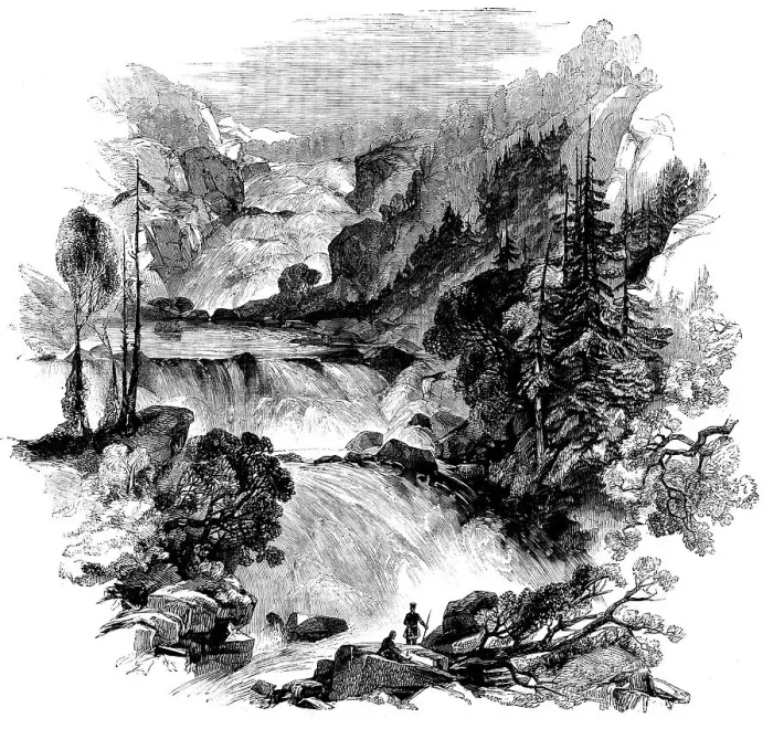 Framed Print : The Canadian Red River Exploring Expedition - Great Falls on Little Dog River... 1858. Creator: Unknown Framed Print : The Canadian Red River Exploring Expedition - Great Falls on Little Dog River... 1858. Creator: Unknown