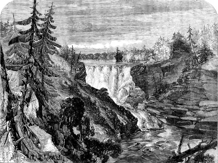 Framed Print : The Canadian Red River Exploring Expedition - Kakabika (or Grand Falls), Kaminitiquia River... 1858 Creator: Unknown Framed Print : The Canadian Red River Exploring Expedition - Kakabika (or Grand Falls), Kaminitiquia River... 1858 Creator: Unknown