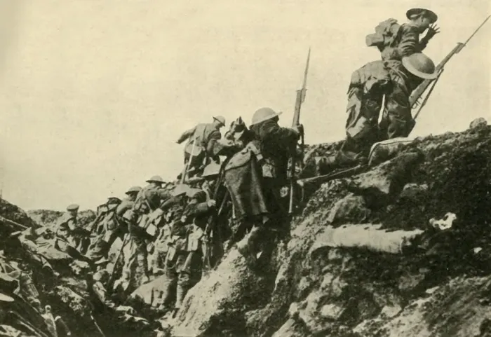 Framed Print : Over the Top : Canadian troops leaving their trenches... First World War Framed Print : Over the Top : Canadian troops leaving their trenches... First World War