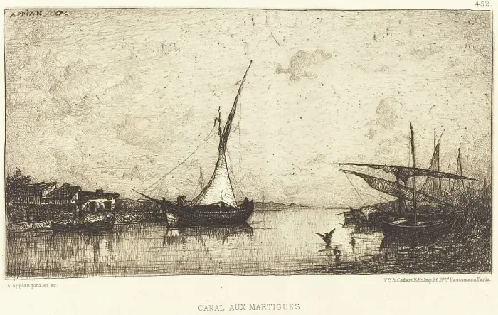 Framed Print : Canal aux Martiques. Creator: Adolphe Appian Framed Print : Canal aux Martiques. Creator: Adolphe Appian