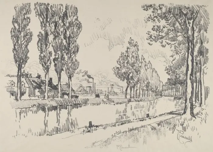 Framed Print : The Canal at Blanzy, France, 1911. Creator: Joseph Pennell Framed Print : The Canal at Blanzy, France, 1911. Creator: Joseph Pennell