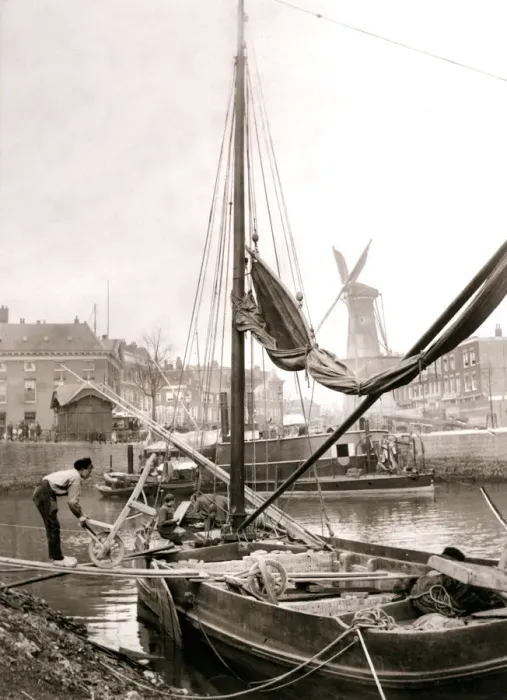 Framed Print : Canal boat, Rotterdam, 1898. Artist: James Batkin Framed Print : Canal boat, Rotterdam, 1898. Artist: James Batkin