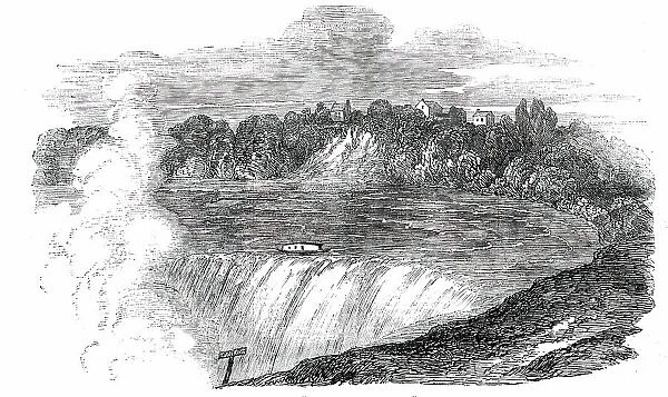 Canal-Boat at 'The Horseshoe Fall', Niagara, 1850. Creator: Unknown. Canal-Boat at 'The Horseshoe Fall', Niagara, 1850. Creator: Unknown