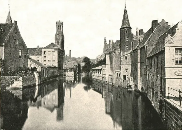 Framed Print : The Canal, Bruges, Belgium, 1895. Creator: Unknown Framed Print : The Canal, Bruges, Belgium, 1895. Creator: Unknown