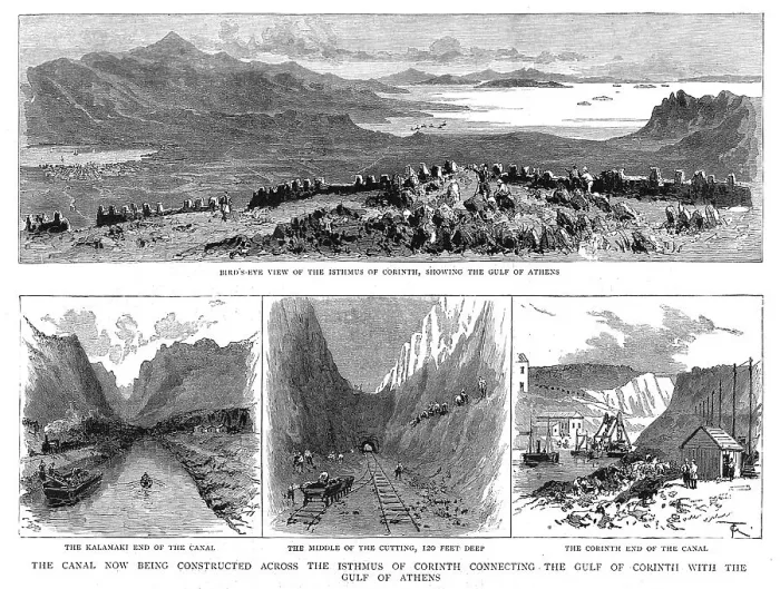 Framed Print : The Canal now being constructed across the Isthmus of Corinth connecting The Gulf of Corinth with Creator: Unknown Framed Print : The Canal now being constructed across the Isthmus of Corinth connecting The Gulf of Corinth with Creator: Unknown