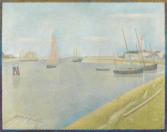 Framed Print : The canal of Gravelines, in the direction of the sea (Le Chenal de Gravelines, Direction... 1890. Creator: Seurat, Georges Pierre (1859-1891) Framed Print : The canal of Gravelines, in the direction of the sea (Le Chenal de Gravelines, Direction... 1890. Creator: Seurat, Georges Pierre (1859-1891)