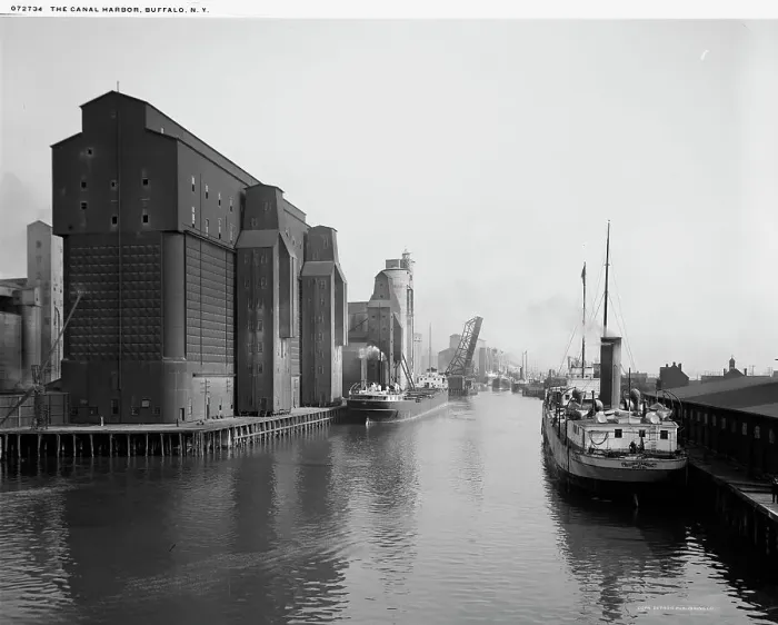Framed Print : The Canal harbor, Buffalo, N.Y. c.between 1910 and 1920. Creator: William H. Jackson Framed Print : The Canal harbor, Buffalo, N.Y. c.between 1910 and 1920. Creator: William H. Jackson