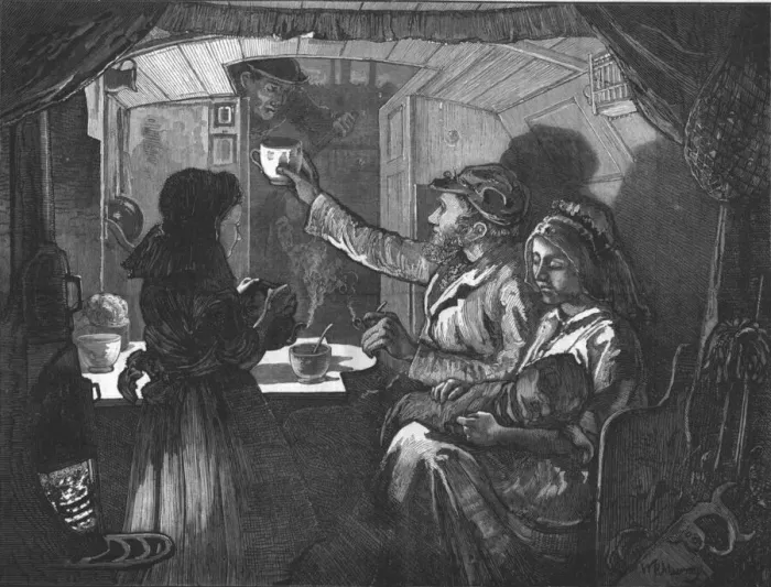 Framed Print : Canal Life - Tea Time on a Monkey Boat, 1874. Artist: William Bazett Murray Framed Print : Canal Life - Tea Time on a Monkey Boat, 1874. Artist: William Bazett Murray