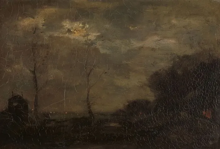 Framed Print : Canal by moonlight, 1882. Creator: Jacob Henricus Maris Framed Print : Canal by moonlight, 1882. Creator: Jacob Henricus Maris