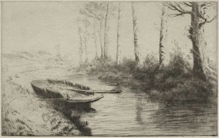 Framed Print : The Canal, Morning. Creator: Alphonse Legros (French, 1837-1911) Framed Print : The Canal, Morning. Creator: Alphonse Legros (French, 1837-1911)