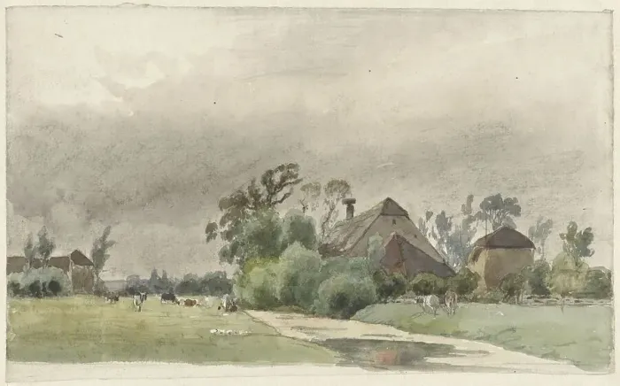 Framed Print : Canal near a farm, 1845-1925. Creator: Julius Jacobus van de Sande Bakhuyzen Framed Print : Canal near a farm, 1845-1925. Creator: Julius Jacobus van de Sande Bakhuyzen