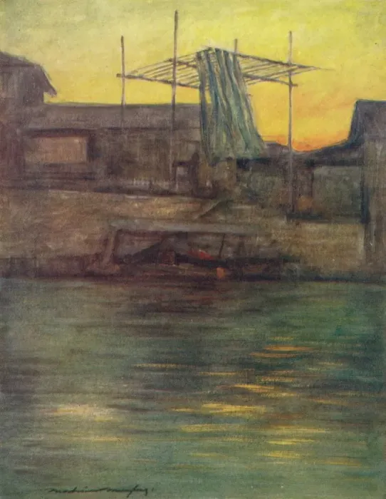 Framed Print : A Back Canal, Osaka, c1887, (1901). Artist: Mortimer L Menpes Framed Print : A Back Canal, Osaka, c1887, (1901). Artist: Mortimer L Menpes