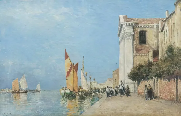Framed Print : A Canal Scene, Venice, possibly 1890s. Creator: Archibald David Reid Framed Print : A Canal Scene, Venice, possibly 1890s. Creator: Archibald David Reid