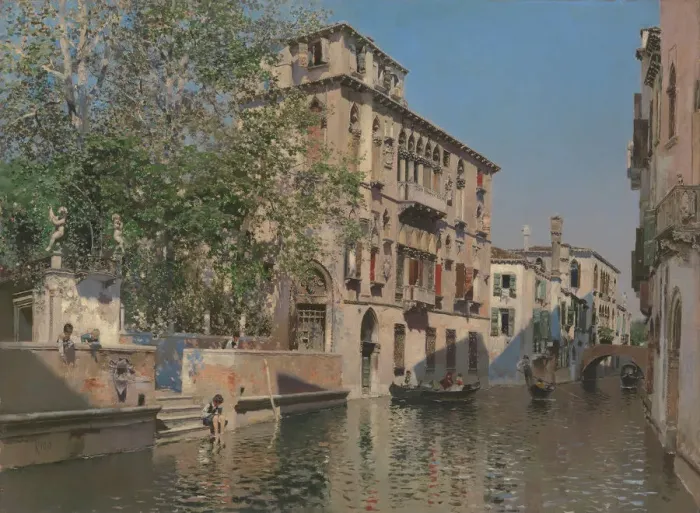 Framed Print : A Canal in Venice, ca. 1875. Creator: Martin Rico y Ortega