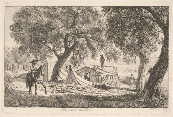 Framed Print : On the Canal in Vienna, 1819. Creator: Johann Christian Erhard Framed Print : On the Canal in Vienna, 1819. Creator: Johann Christian Erhard