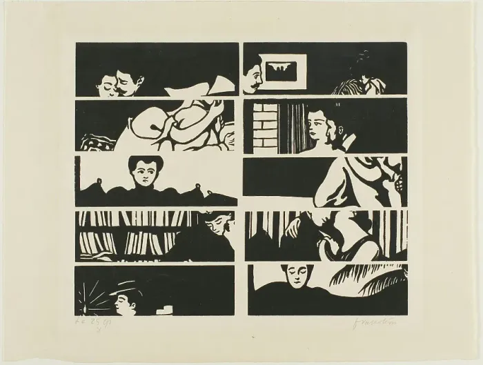 Framed Print : Cancellation sheet, fragments of ten woodblocks from Intimacies, 1898. Creator: Félix Vallotton Framed Print : Cancellation sheet, fragments of ten woodblocks from Intimacies, 1898. Creator: Félix Vallotton