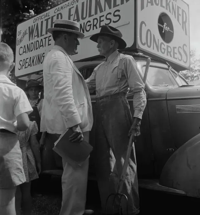 Framed Print : Candidate for congress (General Walter Faulkner) and a Tennessee farmer, Crossville, Tennessee, 1938 Creator: Dorothea Lange Framed Print : Candidate for congress (General Walter Faulkner) and a Tennessee farmer, Crossville, Tennessee, 1938 Creator: Dorothea Lange