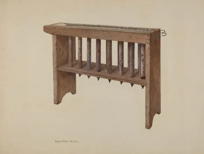 Framed Print : Candle Mold, c. 1940. Creator: Roger Deats Framed Print : Candle Mold, c. 1940. Creator: Roger Deats