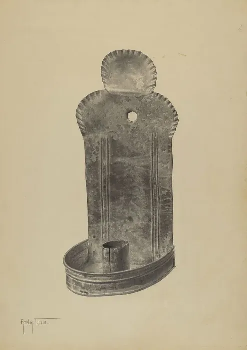 Framed Print : Candle Sconce, c. 1940. Creator: Amelia Tuccio Framed Print : Candle Sconce, c. 1940. Creator: Amelia Tuccio