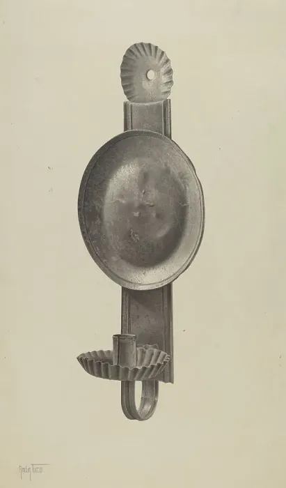 Framed Print : Candle Sconce, c. 1941. Creator: Amelia Tuccio Framed Print : Candle Sconce, c. 1941. Creator: Amelia Tuccio