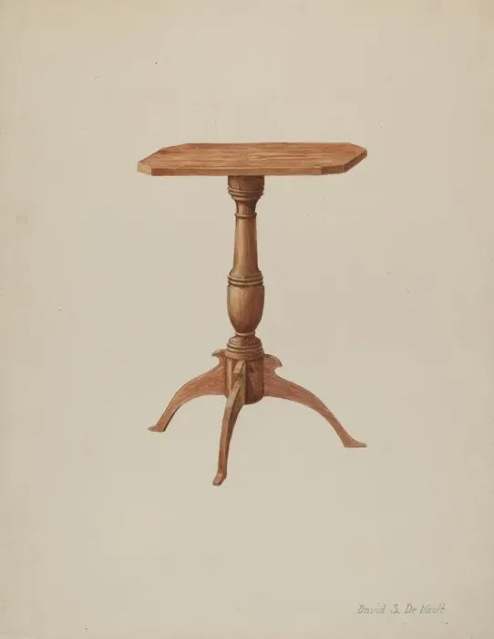 Framed Print : Candle Table, c. 1940. Creator: Davids De Vault Framed Print : Candle Table, c. 1940. Creator: Davids De Vault