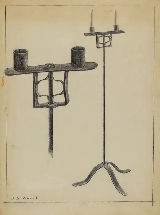Framed Print : Candlestand, c. 1936. Creator: Jack Staloff Framed Print : Candlestand, c. 1936. Creator: Jack Staloff