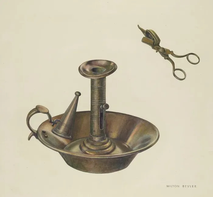 Framed Print : Candlestick, 1935 / 1942. Creator: Milton Bevier