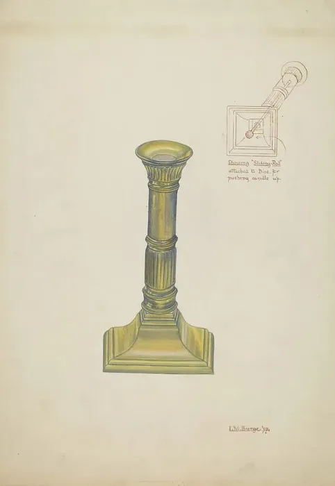 Framed Print : Candlestick, 1937. Creator: Irene M. Burge Framed Print : Candlestick, 1937. Creator: Irene M. Burge
