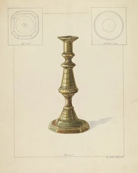 Framed Print : Candlestick, c. 1937. Creator: Alfred Walbeck Framed Print : Candlestick, c. 1937. Creator: Alfred Walbeck