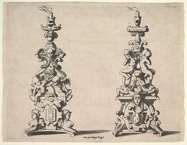 Two candlestick designs, ca. 1550-60. Creator: Rene Boyvin
