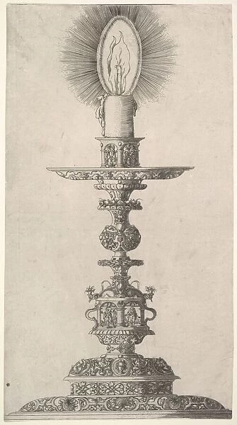 Candlestick with Lighted Candle from: Insigne Ac Plane Novum Opus Cratero graphicum