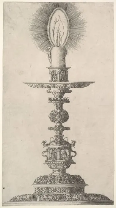 Framed Print : Candlestick with Lighted Candle from: Insigne Ac Plane Novum Opus Cratero graphicum Framed Print : Candlestick with Lighted Candle from: Insigne Ac Plane Novum Opus Cratero graphicum