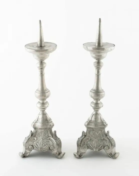Framed Print : Candlestick (one of a pair), Liege, 19th century. Creator: P. J. Joiris