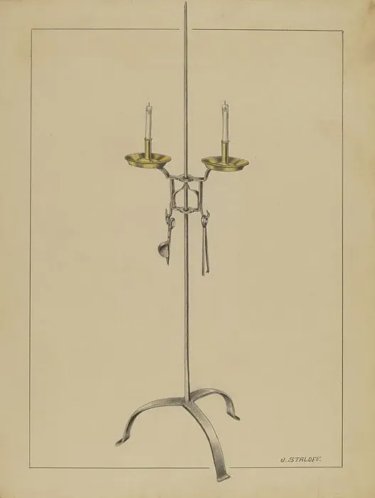 Framed Print : Candlestick Stand, c. 1936. Creator: Jack Staloff Framed Print : Candlestick Stand, c. 1936. Creator: Jack Staloff
