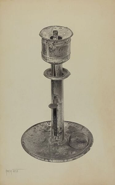 Candlestick / Whale Oil Lamp, c. 1939. Creator: Amelia Tuccio