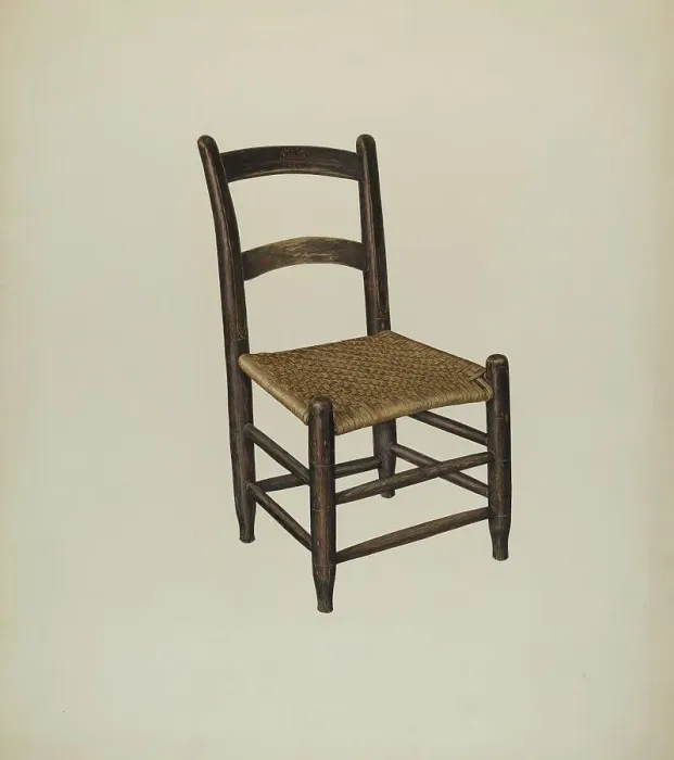 Framed Print : Cane Bottom Chair, c. 1942. Creator: Laurette Gauthier Framed Print : Cane Bottom Chair, c. 1942. Creator: Laurette Gauthier
