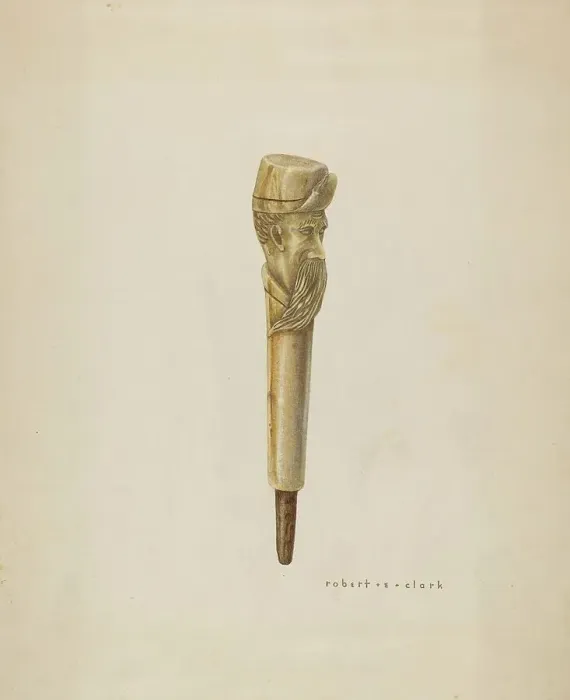 Framed Print : Cane Head or Handle, 1935 / 1942. Creator: Robert Clark Framed Print : Cane Head or Handle, 1935 / 1942. Creator: Robert Clark