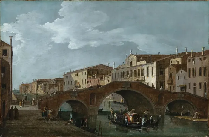 Framed Print : Cannaregio with the Ponte dei Tre Archi and Palazzo Balbi Valier in Venice. Creator: Canal, Bernardo (1664-1744) Framed Print : Cannaregio with the Ponte dei Tre Archi and Palazzo Balbi Valier in Venice. Creator: Canal, Bernardo (1664-1744)