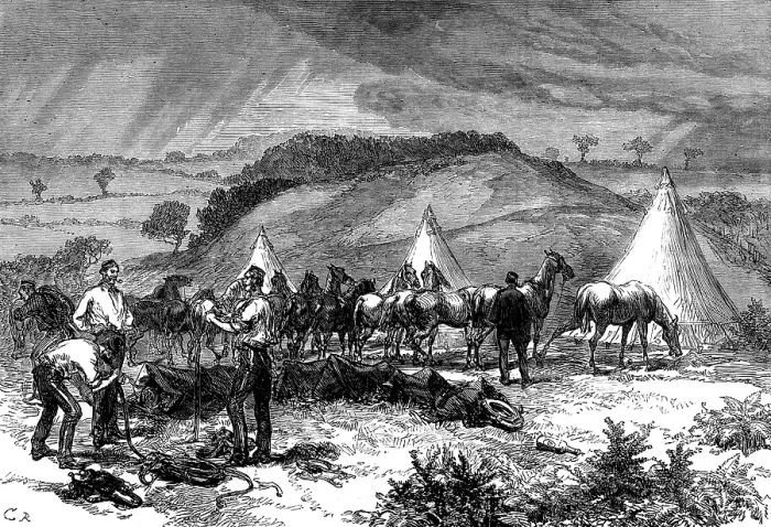 Framed Print : Cannock Chase Manoeuvres: camp of the Royal Engineers, Oak Edge Park, 1873. Creator: Unknown