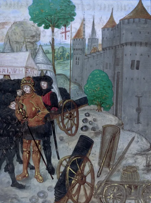 Framed Print : Cannon and equipment, late 15th century. Creator: Unknown Framed Print : Cannon and equipment, late 15th century. Creator: Unknown