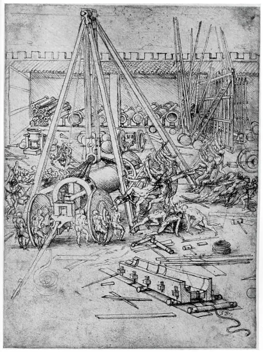 Framed Print : Cannon foundry, 1487 (1954). Artist: Leonardo da Vinci Framed Print : Cannon foundry, 1487 (1954). Artist: Leonardo da Vinci