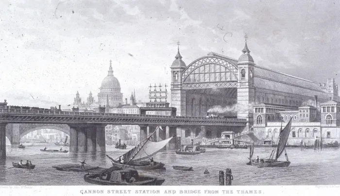Framed Print : Cannon Street Station, London, 1867. Artist: John Scorrer O Connor Framed Print : Cannon Street Station, London, 1867. Artist: John Scorrer O Connor