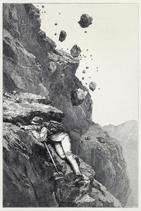 Framed Print : A Cannonade on the Matterhorn, from Scrambles amongst the Alps in the years 1860 - 69, pub Framed Print : A Cannonade on the Matterhorn, from Scrambles amongst the Alps in the years 1860 - 69, pub
