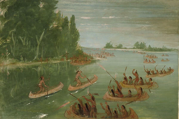 Canoe Race Near Sault Ste. Marie, 1836-1837. Creator: George Catlin