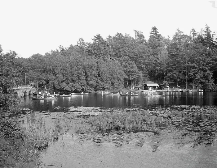 Framed Print : Canoeing on Charles River, Charles River Reservation, Mass. c1906. Creator: Unknown Framed Print : Canoeing on Charles River, Charles River Reservation, Mass. c1906. Creator: Unknown