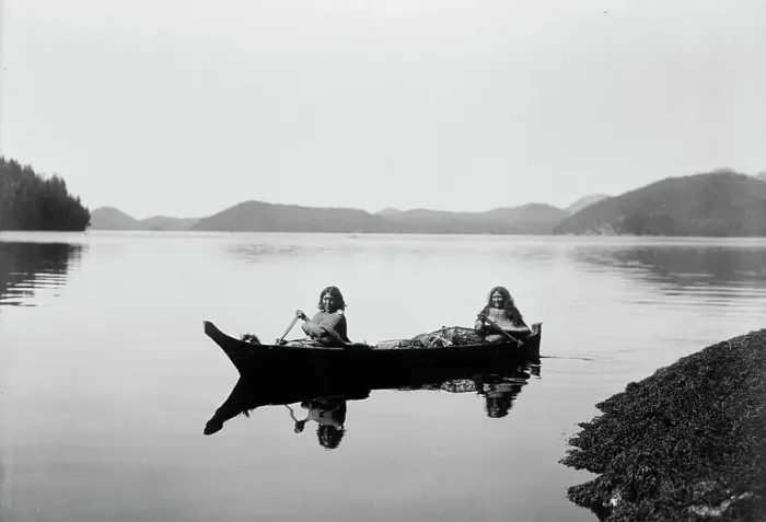 Framed Print : Canoeing on Clayquot Sound, c1910. Creator: Edward Sheriff Curtis Framed Print : Canoeing on Clayquot Sound, c1910. Creator: Edward Sheriff Curtis