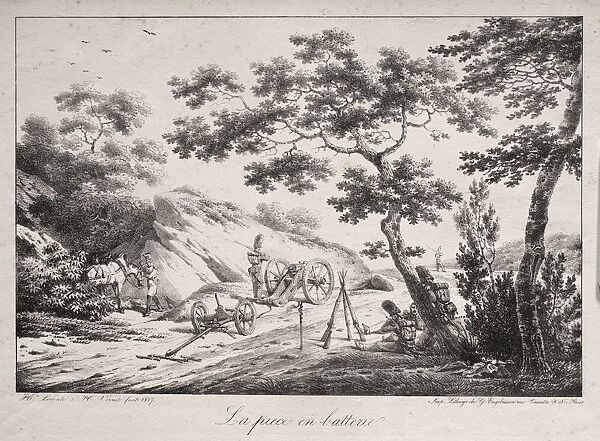 The Canon Ready to Fire, 1817. Creator: Hippolyte Lecomte (French, 1781-1857)